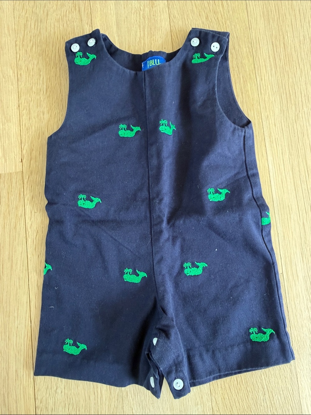 Cotton Blu Jon Jon One Piece Baby Boy's Navy Whale Print Size 12M